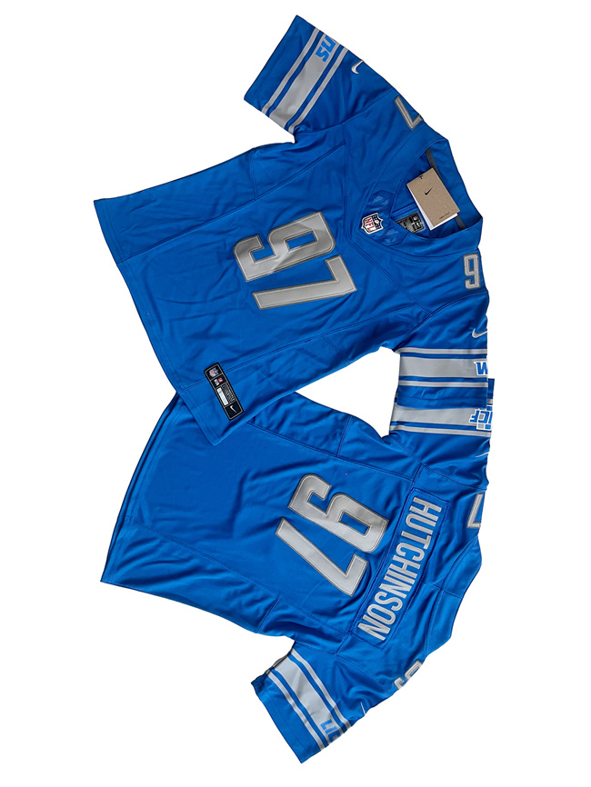 Women's Detroit Lions #97 Aidan Hutchinson Blue 2023 F.U.S.E. Vapor Limited Stitched Football Jersey(Run Smaller)